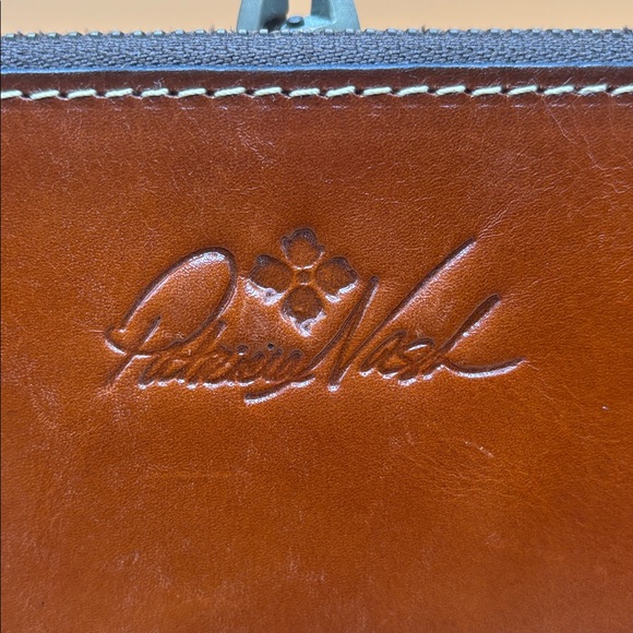 Patricia Nash St Croce geniune leather wristlet clutch wallet in Cognac, good - Picture 2 of 15